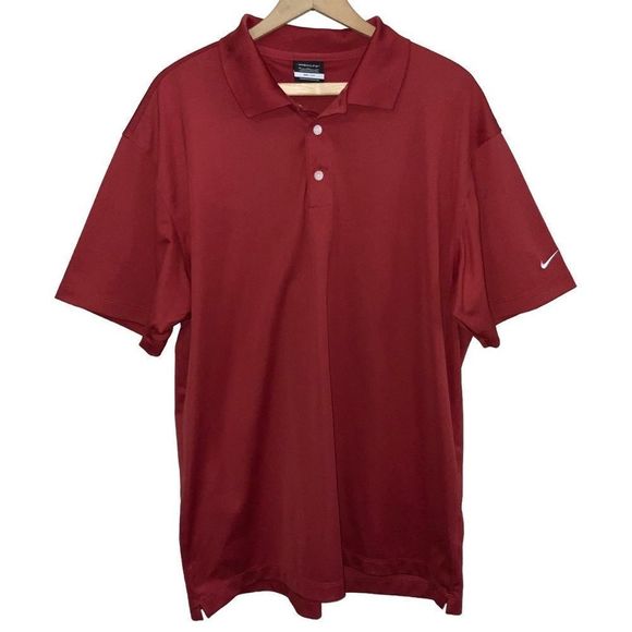 Nike Golf Dri-Fit Mens Size XL Red Short Sleeve Golf Polo Shirt - Picture 1 of 7
